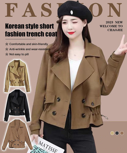 Kort Trenchcoat i Koreansk Stil